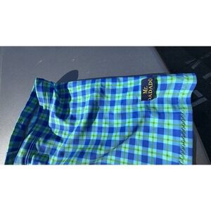 Mr DADADO Plaid Swim Trunks Mens Medium Blue Green Drawstring Italy